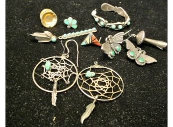 Turquoise And Silver Bits And Pieces   (248)