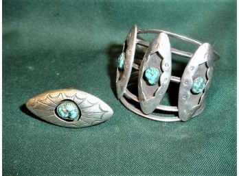 Turquoise And Silver Bracelet And Ring   (238)