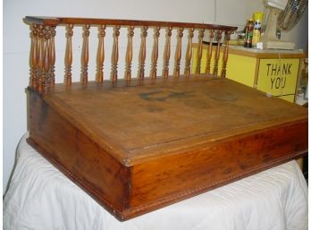 Large Pine Hand Dovetailed, Lift Lid Writing Desk Top With Spindled Gallery, Ca. 1880  (154)