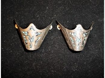 Silver And Turquoise Boot Tips, Mexico   (236)