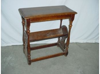 Vintage Rectangular Oak Book Stand With Carved Sides, 23'x 11'x 25' High, Ca.1920  (40)