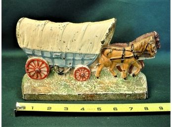 Antique Hubley #375  Horse And Wagon Cast Iron Door Stop  (123)