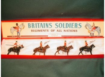 Set Of 4 Toy Metal Horses With Riders, 'Britains Soldiers'   (177)