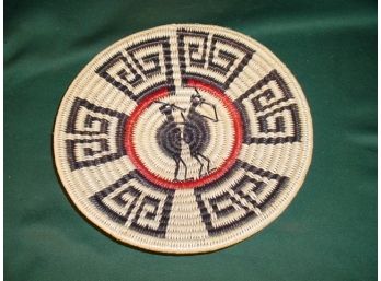 Navajo Woven Plate With Kokopelli Figure, 12' Wide   (213)