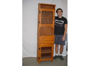 Vintage Tall Pine Cupboard With Screen Doors, 20'x 11'x 73' High  (34)