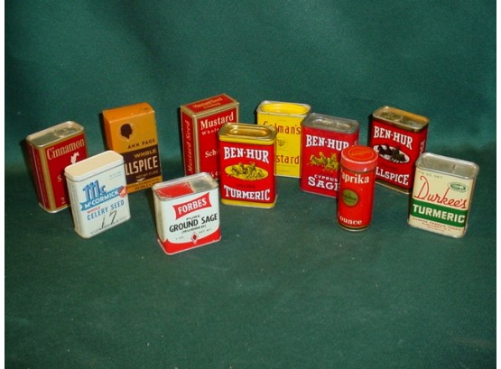 Group Of 9 Spice Tins & 2 Boxes - Ben Hur, Durkee's, Colemans, Schilling, McCormic, Forbes, Ann Page  (114)
