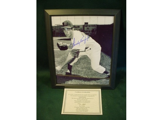 Sandy Koufax Autographed Photo, Framed 8'x 10'  (222)