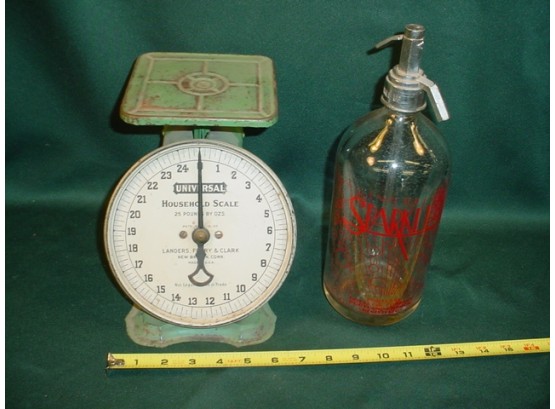 'Universal' Household Scale & 'Sparkle Up', Portland, Or Seltzer Bottle   (21)
