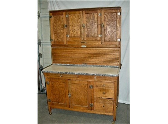 Oak 'Sellers' Hoosier Style  Kitchen Cabinet With Tambor Door And Some Accessories  (75)
