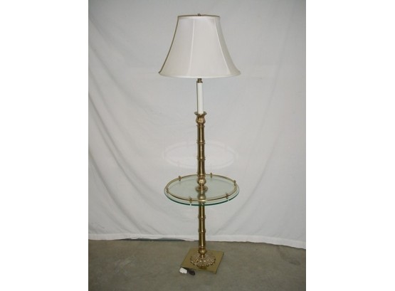 Floor Lamp With Attached Glass Table, 60'H   (94)