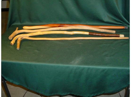 4 Wood Walking Sticks/ Canes, 36', 35', 36'. 38'   (85)