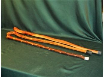 Antique Group Of 3 Wood Walking Sticks, 33', 36', 39'   (84)