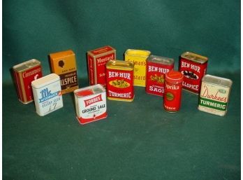 Group Of 9 Spice Tins & 2 Boxes - Ben Hur, Durkee's, Colemans, Schilling, McCormic, Forbes, Ann Page  (114)