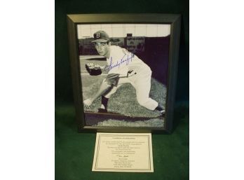 Sandy Koufax Autographed Photo, Framed 8'x 10'  (222)