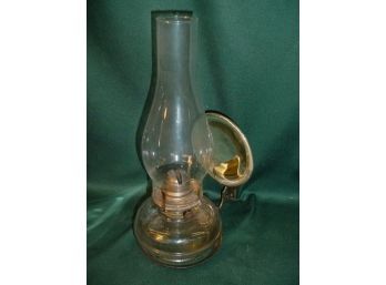 Antique Glass Oil Burning Bracket Lamp With Mercury Glass Reflector , 14'H  (205)