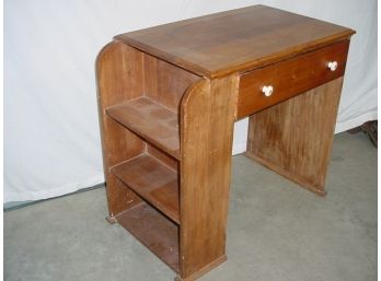 Vintage Maple Desk With Side Bookshelf, 33'x 19'x 29'   (58)