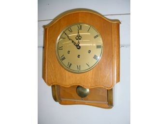 Manthe German  Spring Driven Time & Strike Wall Clock With Key, Runs Fine, 13'w X 15'h (102)