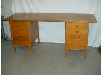 Oak Flat Top Desk, With 8 Drawers, Ca 1960, 69'x 24'x 30'  (83)