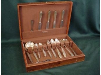 18 Pieces Of Silver Plated Flatware In Box, 15'x 11'  (199)