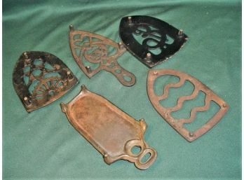 Group Of 5 Antique Iron  Trivets  (164)