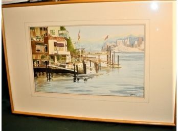 Signed Framed And Matted Watercolor, (Mutsler?) 1994, 36'x 25'   (108)