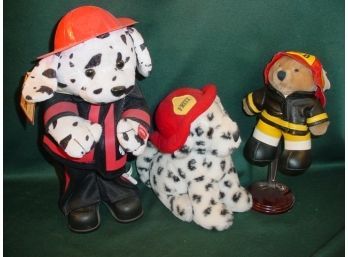 3 Firefighter Stuffed Toys- One Is Musical, Moving Fireman(2)
