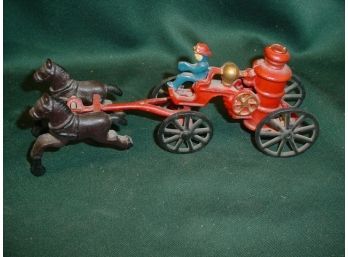 Vintage Cast Iron Fire Fighters  And Horses, 9' Long (repro)  (49)