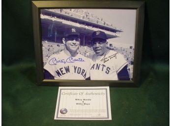 Mickey Mantle/Willie Mays Autographed  Photo, Framed 8'x 10'   (223)