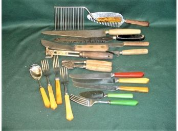 Assorted Group Of Antique Kitchen Knives, Can Openers, Flatware  (166)