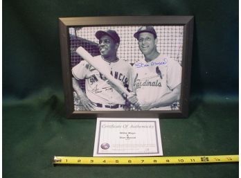 Willie Mays/Stan Musial Autographed Photo, 8'x 10'  (218)
