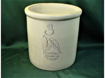 Early Red Wing 3 Gallon Stoneware Crock, Union, Red Wing, Minn   (142)
