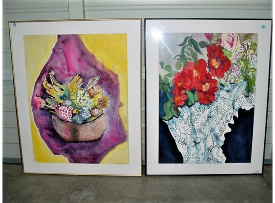 2 Large Framed Watercolors By Joanne Vera, 28'x 30'    (168)