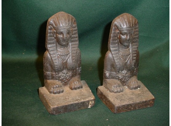 Antique Pair Of Sphinx Cast Iron Bookends  (103)