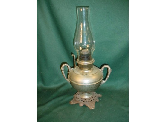 Complete Antique Signed Bradley & Hubbard Oil Lamp, 18' With Chimney   (275)