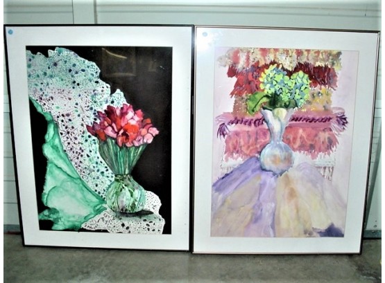 2 Large Framed Watercolors By Joanne Vera, 28'x 30'    (167)