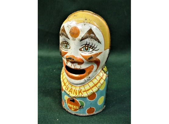 J. Chein & Co. Clown Mechanical Tin Bank, 2.5'x 5'H   (145)
