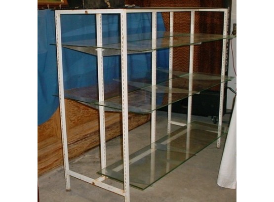Glass & Metal Display Shelving Unit, Missing One Glass Shelf, 33'x 5'x 54' High  (173)