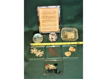 10 Drawer Match Holder, 2 Glass Paper Weights, 4 Glass Coasters,  Niagra Falls Ashtray   (227)