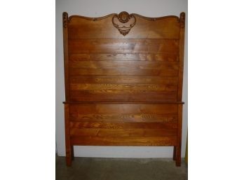 Full Size Tall Antique American Oak Bed, 6' Tall - No Rails   (264)