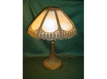 Antique Slag Glass Panel Table Lamp, 22'H , Ca. 1910  (271)