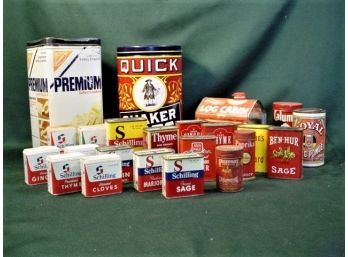 Assorted Vintage 23 Spice & Kitchen Tins - Shillings, Ben Hur, Claremont, Royal, More  (86)