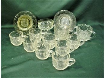 13 Pieces Of Antique Clear Pressed Pattern Glassware  (69)