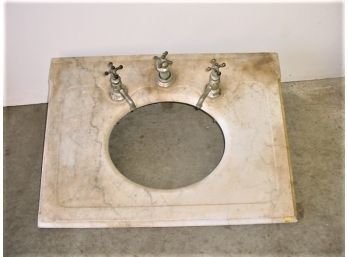 Antique Marble Top Bathroom Sink Counter Top With Faucets And Drain, 30'x 22'   (289)