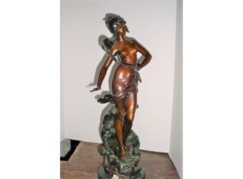 Beautiful Bronze Female Nude Figurine - Moreau, 25' Tall   (157)