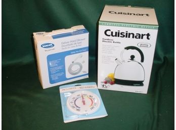 Cuisinart Cordless Electric Kettle, Invacare Hand Shower, Thermometer   (207)