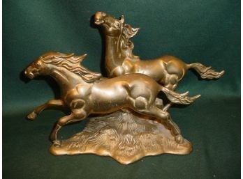 Vintage Brass Wild Stallions Horses Figurines, 16'x 10'  (218)