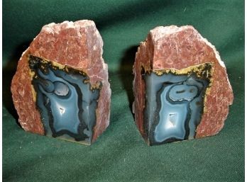 Pair Of Polished Stone Bookends, 3'x 4'  (63)