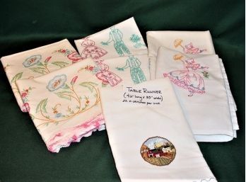 3 Pair Embrodiered Pillow Cases & Table Runner - 42'x 33'   (94)