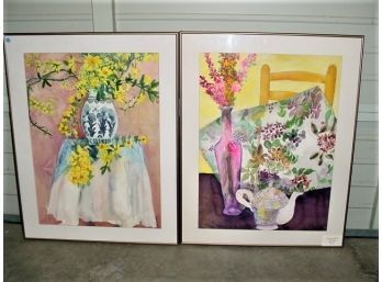 2  Large Framed Watercolors, Joanne Vera, 28'x 30'   (166)