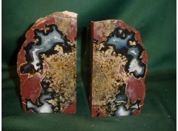 Beautiful Pair Of Polished Stone Bookends, 5'x 7'  (62)